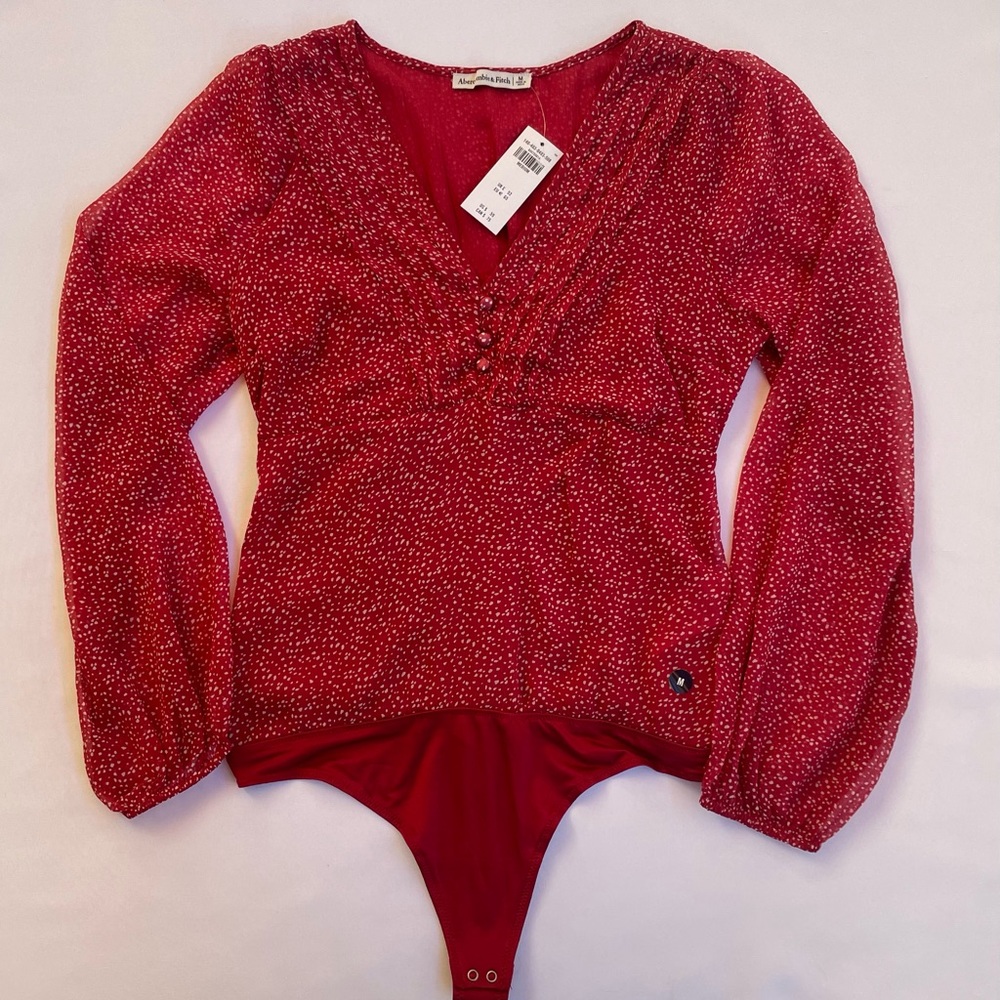 Abercrombie & Fitch Dark Red Sheer Bodysuit